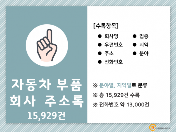한국콘텐츠미디어,2022 자동차 부품회사 주소록 CD