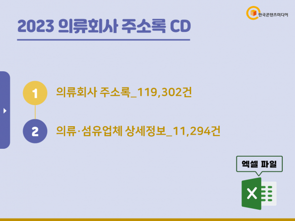 한국콘텐츠미디어,2023 의류회사 주소록 CD
